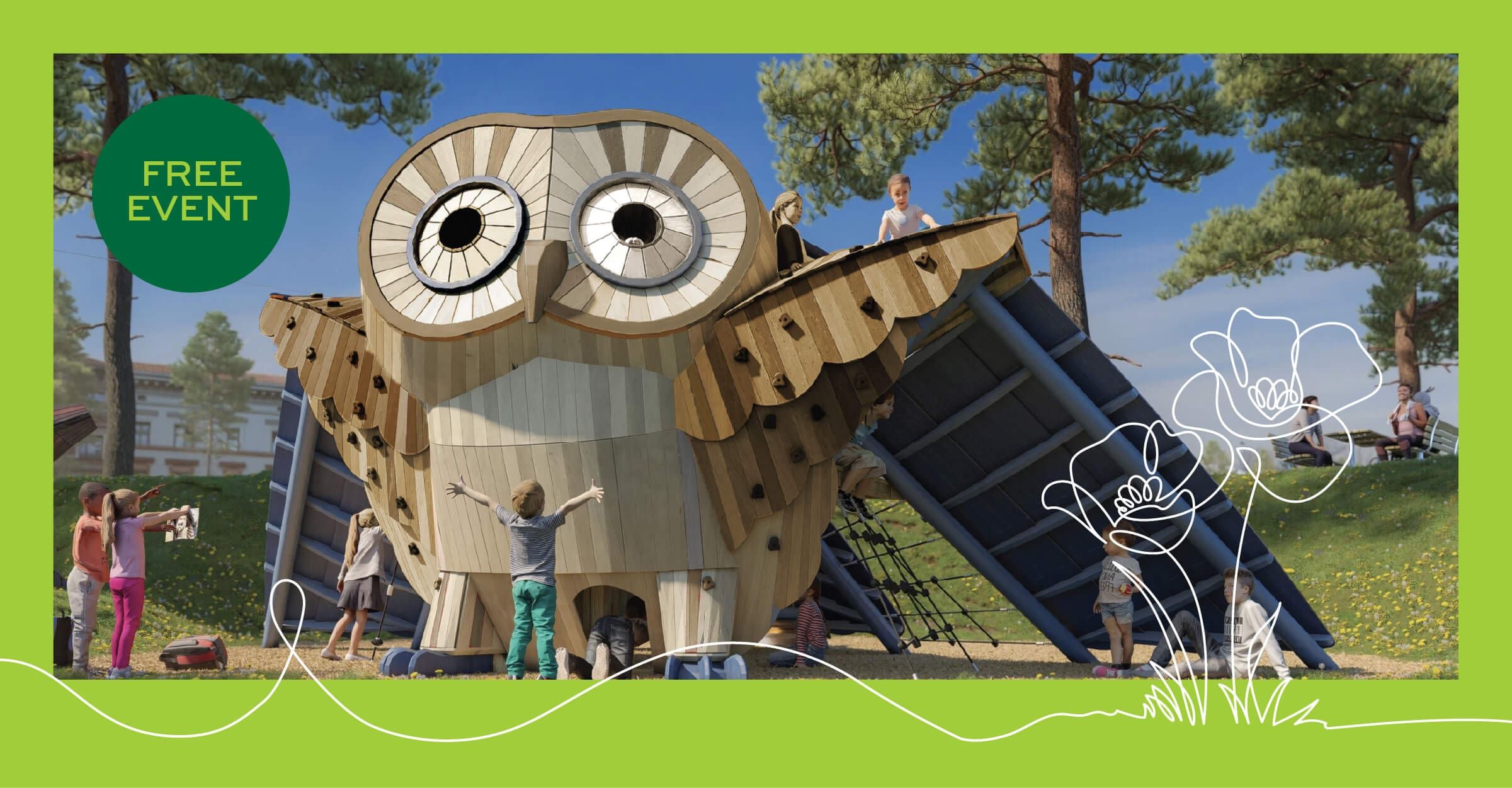 1881 Park Grand Opening Barney the Owl play structure